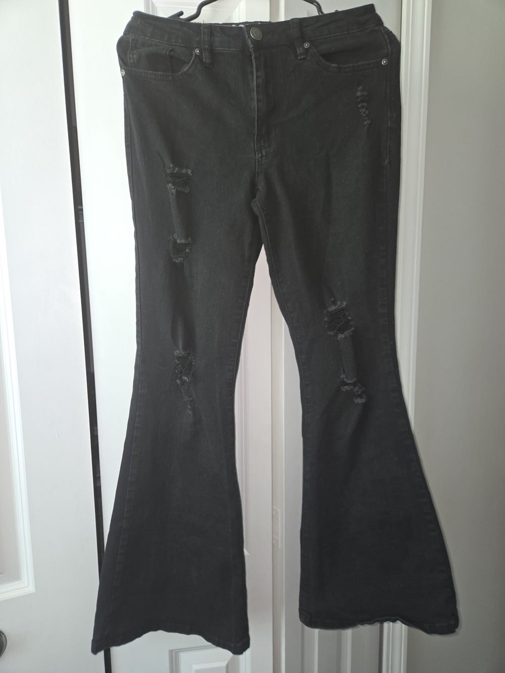Madden Girl Black Distressed Flare Jeans